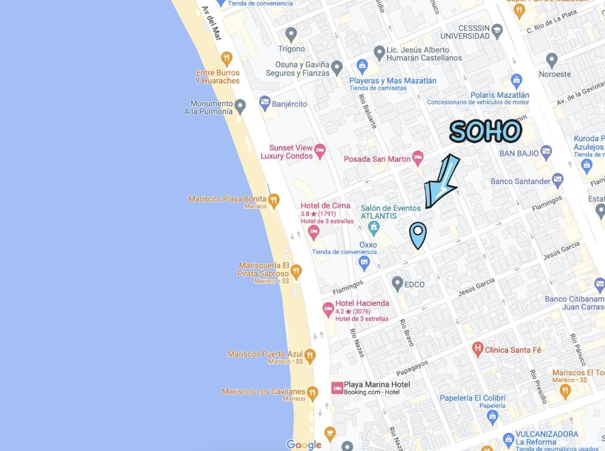 Soho 15 A Una Cuadra Del Malecon Y Playa Mazatlán Exterior foto